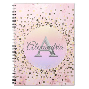Pink Marble Speckled Monogram Notebook