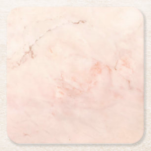 Pink Marble Stone Modern Elegant Stylish Square Paper Coaster