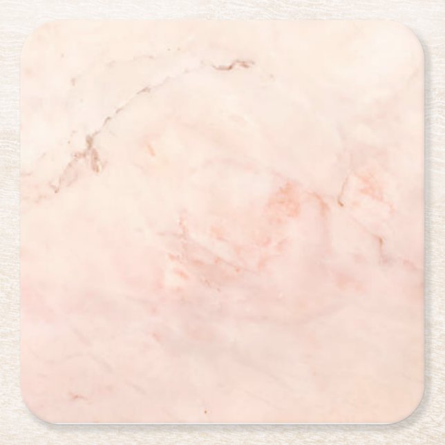Pink Marble Stone Modern Elegant Stylish Square Paper Coaster (Front)