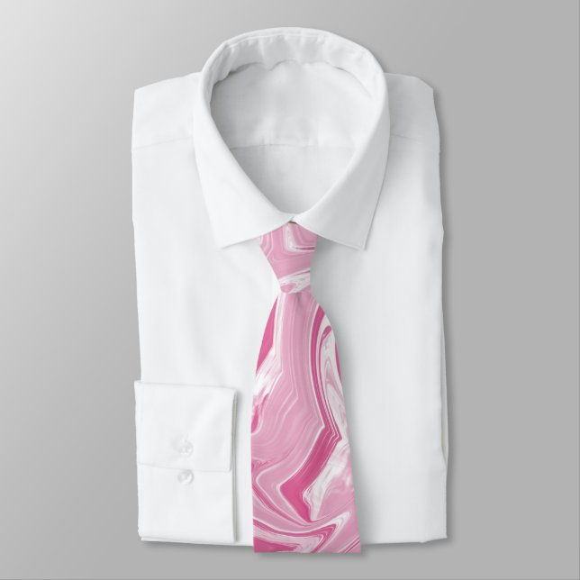 Pink Marble Stone Tie (Tied)