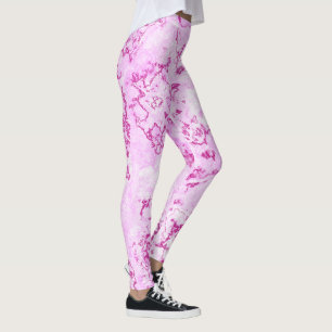 pink Marble Swirl Abstract Leggings