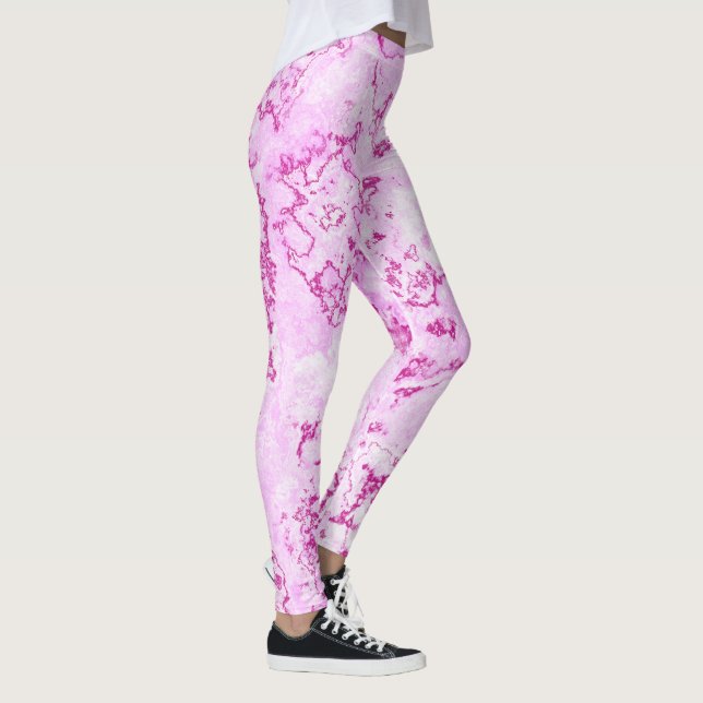pink Marble Swirl Abstract Leggings (Right)