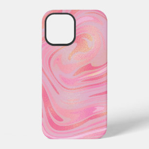 Pink Marble Swirl & Gold Glitter Pattern iPhone 12 Case