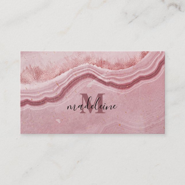 Pink Marble Texture Elegant Business Card (Front)