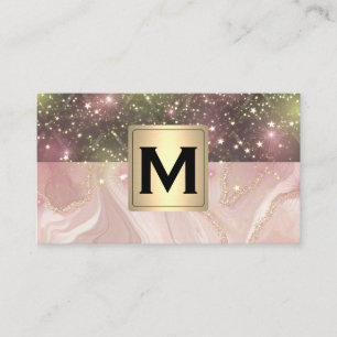 Pink Marble Upholstered Stardust Business Card