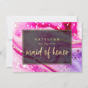 Pink Marble Will You Be My Maid of Honour Card