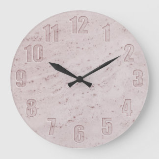 Pink marble with cut-out numbers large clock