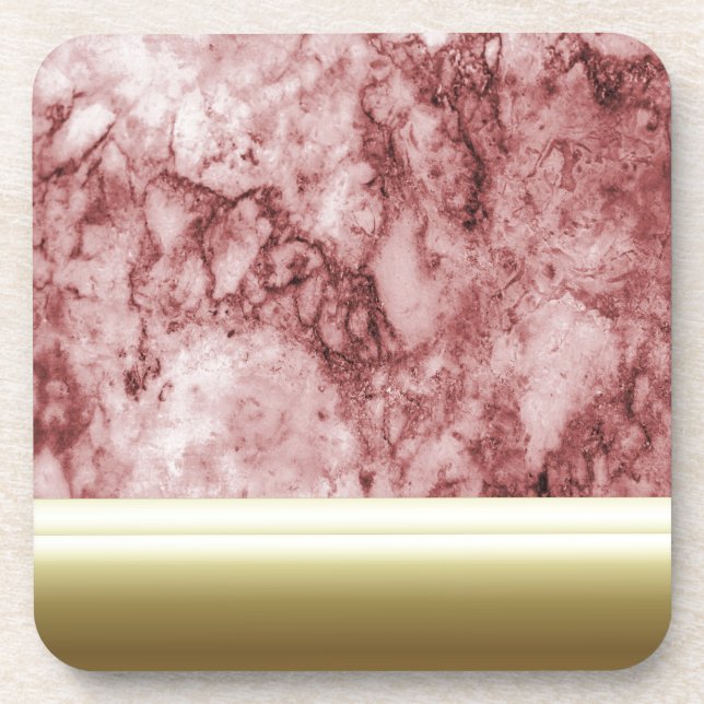 Pink Marble with golden stripes Coaster (Front)