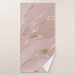 Pink marble with golden veins bath towel