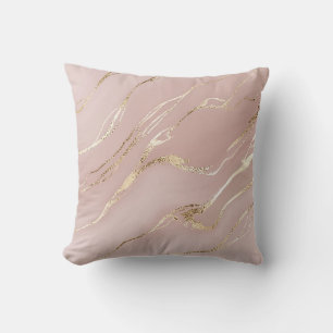 Pink marble with golden veins cushion