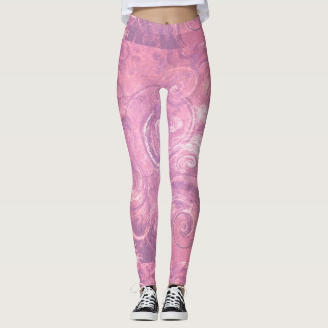 Pink Marble Women's Leggings (Front)