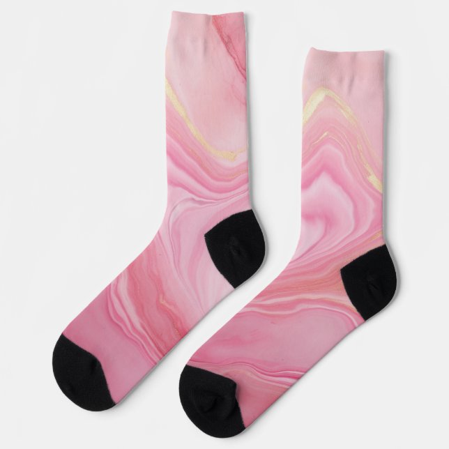 Pink marbled background socks (Left)