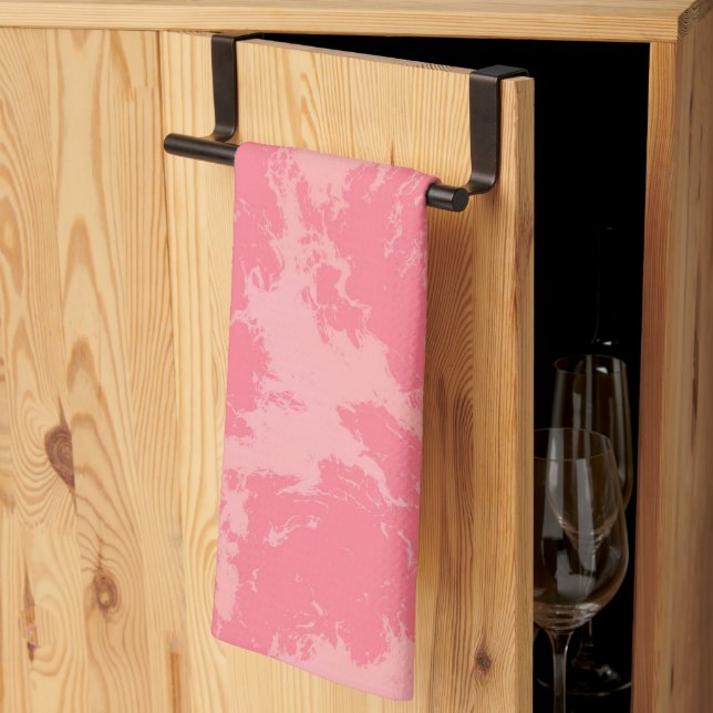 Pink Marbled Cloud abstract Tea Towel (Thirds Fold)