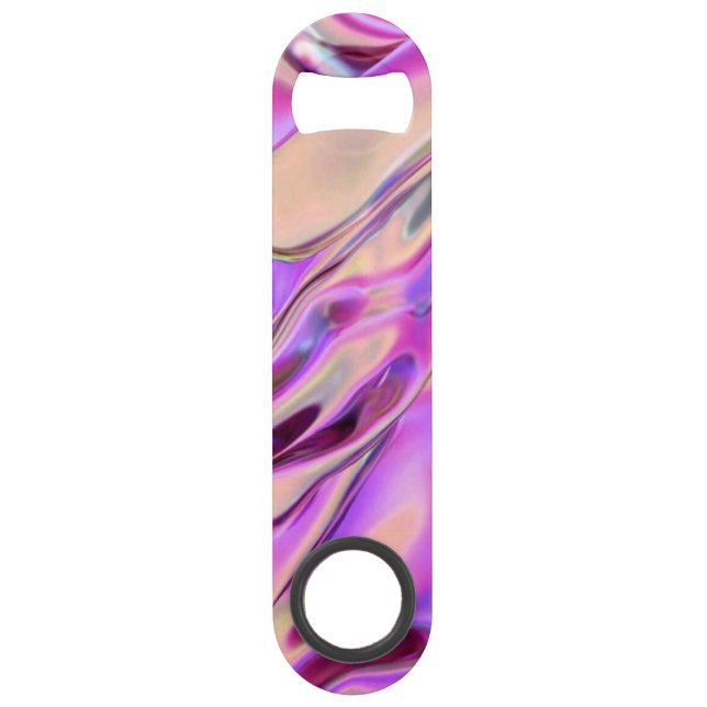 Pink Marbled Iridescent Bottle Opener (Front)