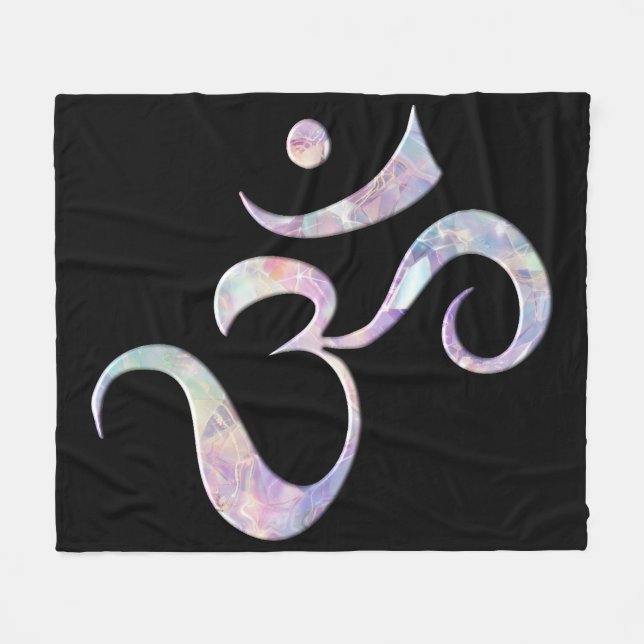 Pink Marbled Om  Fleece Blanket (Front (Horizontal))