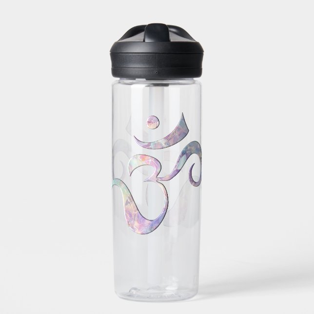 Pink Marbled Om  Water Bottle (Front)