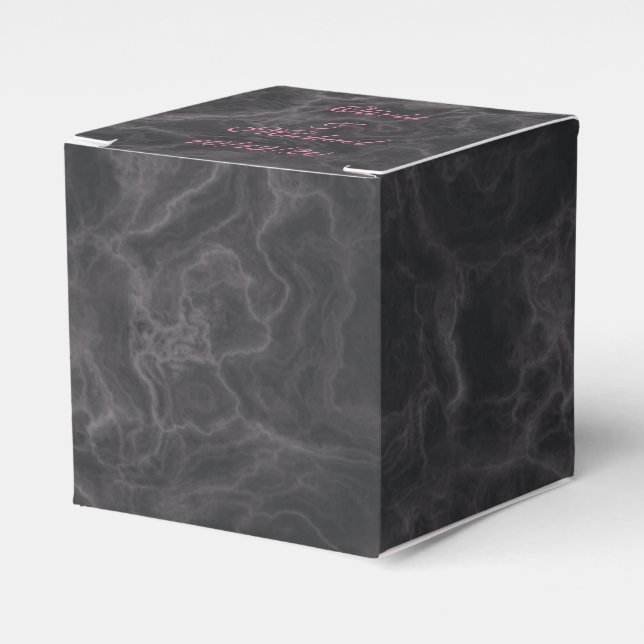 Pink Marbled Wedding Favours Box (Front Side)