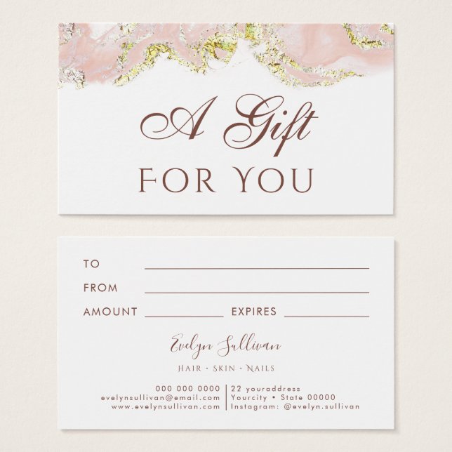 pink marbling design Gift Card (Front & Back)
