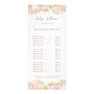 pink marbling design price list rack card