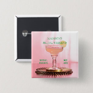 Pink Margarita Bridal Bachelorette Party Favour  15 Cm Square Badge