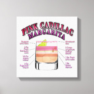 PINK MARGARITA Cocktail Recipe 12"x12" Canvas Art