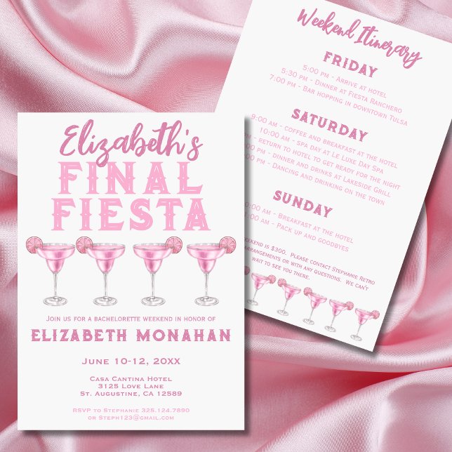 Pink Margarita Final Fiesta Bachelorette Weekend Invitation (Creator Uploaded)