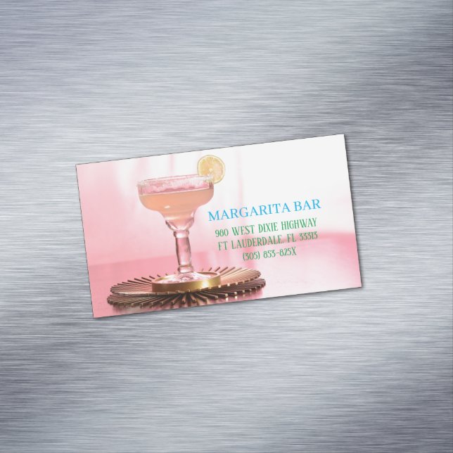 Pink Margarita Lounge & Bar Magnetic Business Card (In Situ)