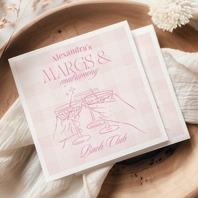 Pink Margs And Matrimony Bachelorette Napkin (Creator Uploaded)
