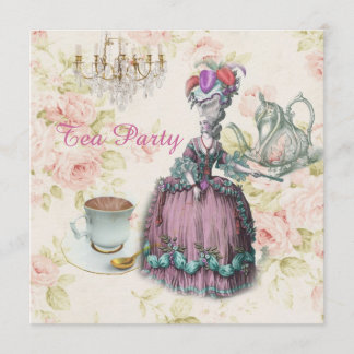 pink Marie Antoinette vintage paris tea party Invitation