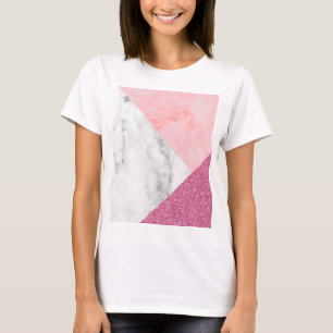 Pink Marmor Print Sparkling T-Shirt