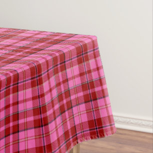 Pink Maroon Plaid Tartan Design Tablecloth