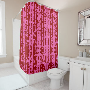 Pink Maroon Red Irregular Abstract Design Shower Curtain