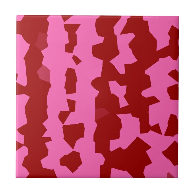 Pink Maroon Red Irregular Abstract Design  Tile (Front)