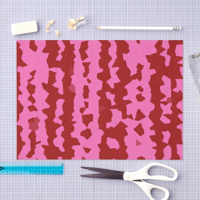 Pink Maroon Red Irregular Abstract Design  Tissue Paper (Craft)