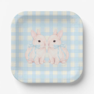 Pink Marshmallow Bunny Rabbits Easter Paper Plate