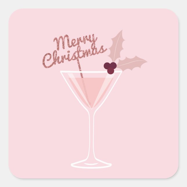 Pink Martini Christmas Square Sticker (Front)