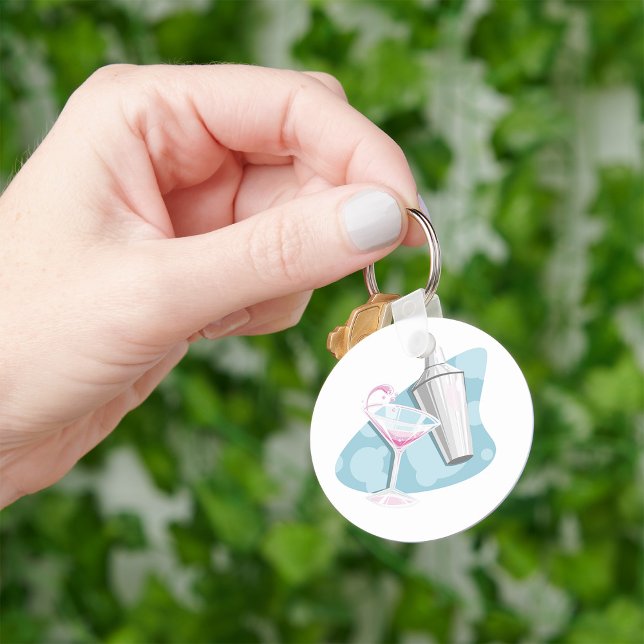 Pink Martini Cocktail and Silver Shaker Key Ring (Creator Uploaded)