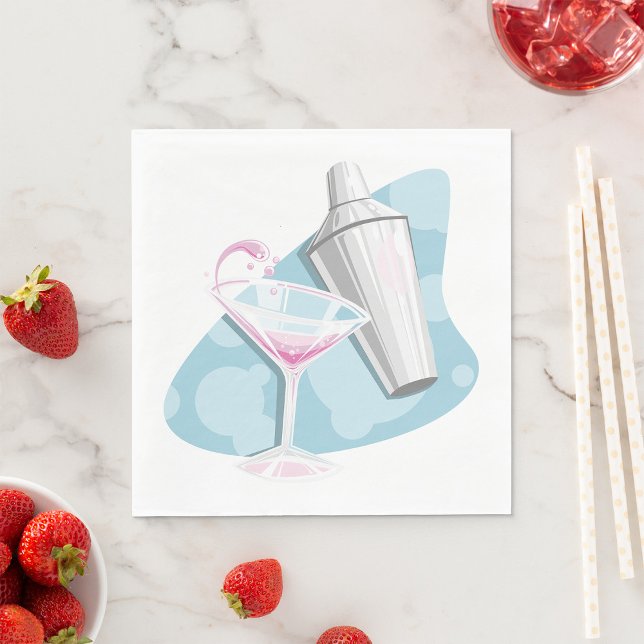 Pink Martini Cocktail and Silver Shaker Napkin (Creator Uploaded)