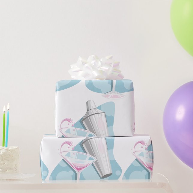 Pink Martini Cocktail and Silver Shaker Wrapping Paper (Creator Uploaded)