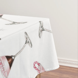 Pink Martini Cocktail Pattern Festive Holiday Tablecloth