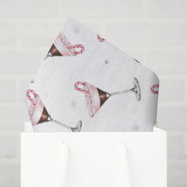 Pink Martini Cocktail Pattern Festive Holiday  Tissue Paper (Gift Bag)