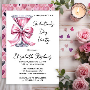 Pink Martini Coquette Bow Galantine's Day Party Invitation