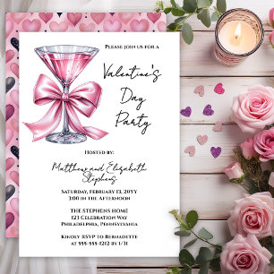 Pink Martini Coquette Bow Valantine's Day Party Invitation