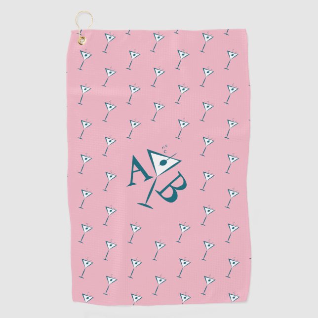 Pink Martini Monogram Golf Towel (Front)