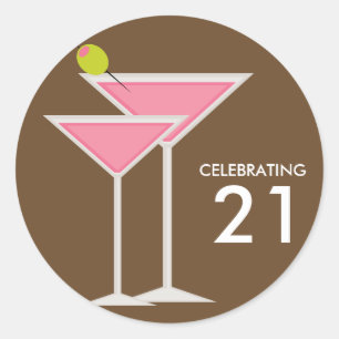 Pink Martinis Classic Round Sticker