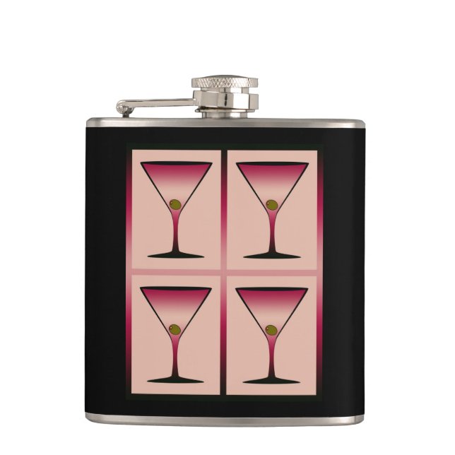 Pink Martinis Hip Flask (Front)