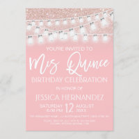 Pink Mason Jar String Lights Glitter Quinceañera