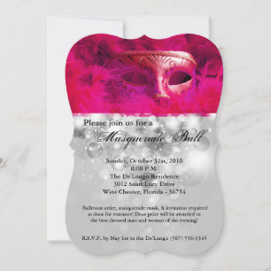 Pink Masquerade Ball Mask Costume Halloween Part Invitation