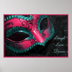 Pink Masquerade Mask Laugh Love Dance Print