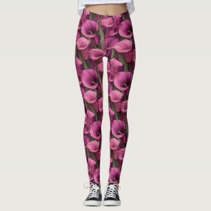 Pink Maternity Calla lilies Flower Gift Ideas For  Leggings